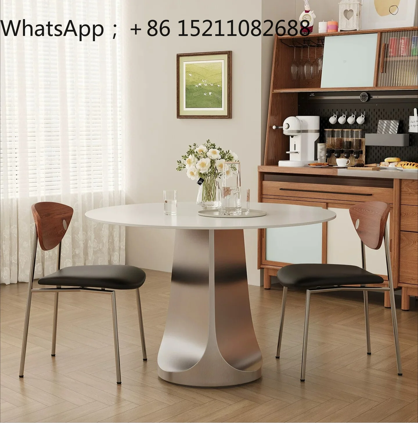 SCY rock slab round table Bauhaus household small apartment simple full support round dining table