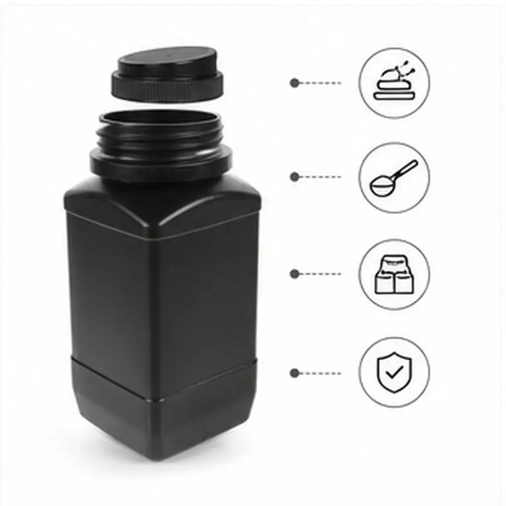 6Pcs Leakproof Wide Mouth Laboratory Bottles Black Pe Plastic Reagent Storage Containers Screw Thread Closure for Powders