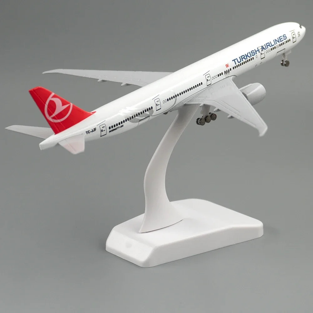 20cm Aircraft Boeing 777 Turkish Airlines Alloy Plane B777 with Wheel Model Toys Children Kids Gift for Collection Decorations