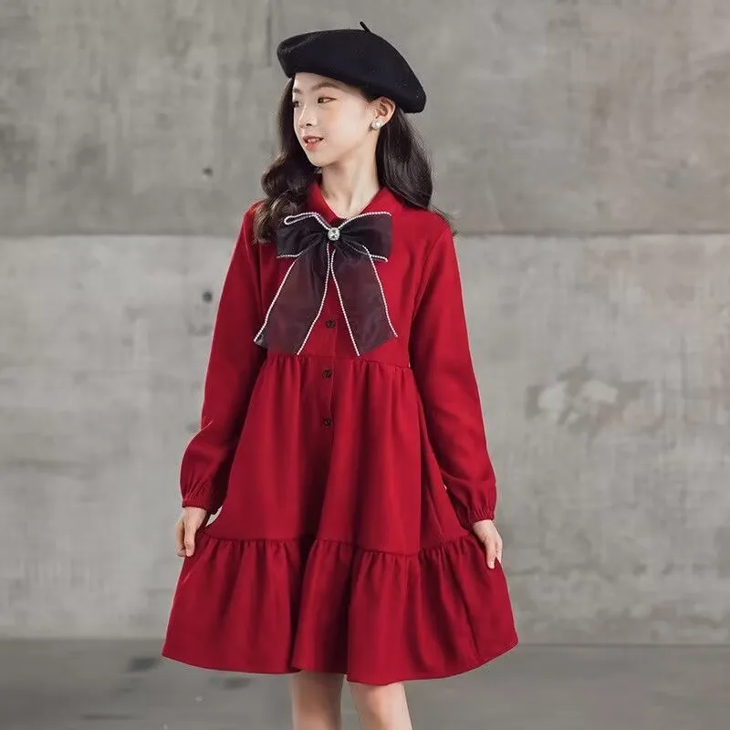 

Girls' Spring Dress Children's College Style Skirt Spring and Autumn New Trendy Fashionable Big Kids' Dress Princess Dress for G