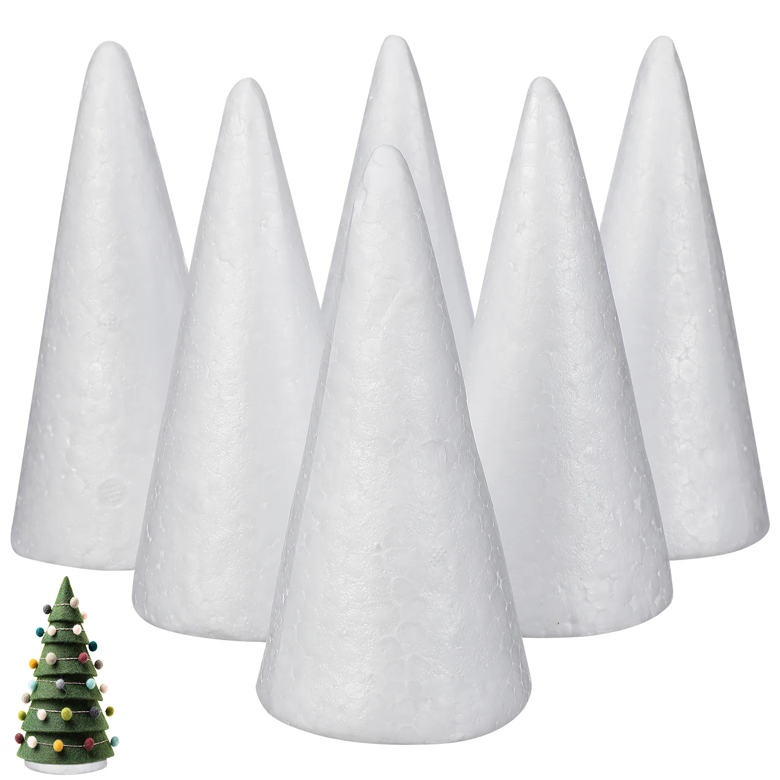 

12Pcs White Solid Foam Cone DIY Crafts for Children Christmas Cake Stand Flower Arrangement Table Decoration Foam Ornaments