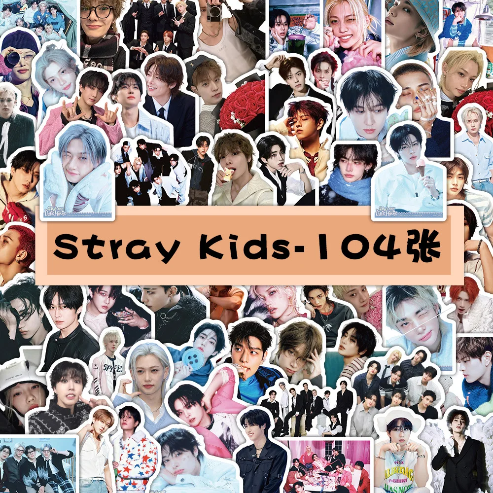 

104pcs new Kpop Stray Kids album photo big head sticker SKZOO decoration water cup phone case luggage sticker fan gift