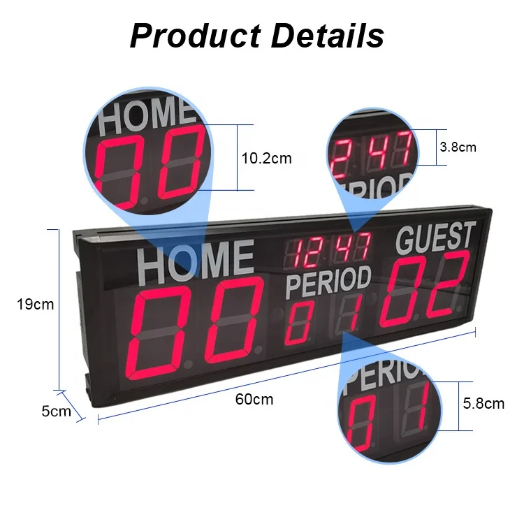 Basketball/tennis/volleyball Digital Scoreboard 4Inch 10 Digits  Powered Scoreboard with Remote Control - view 2