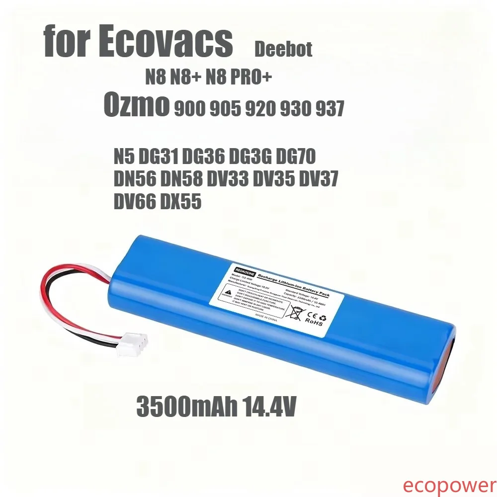 Brand New Ecovacs Deebot N8 N8 Pro N8+ Ozmo 920 930 937 Robot Vacuum Battery 14.4V 3500mAh, Li-ion Pack, Durable Power Supply