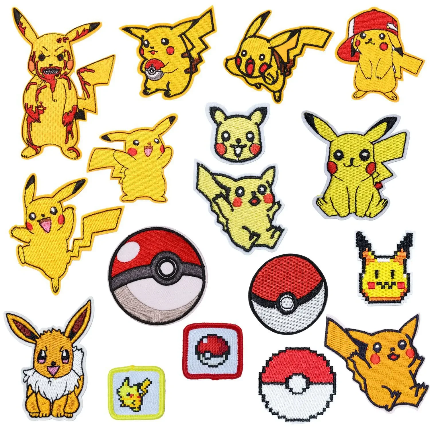 Anime Pikachus Cartoon Embroidery Cloth Patch Kawaii Cartoon Figure Yellow Character Badge Patch Clothing Accessories DIY Patch