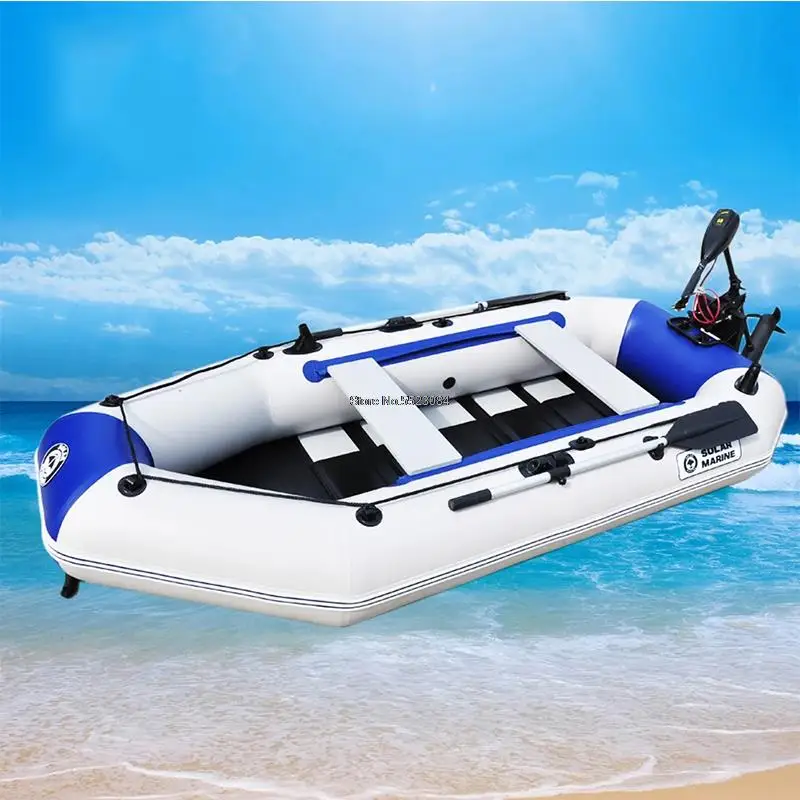 Long Rowing Boat Set 300CM Wooden Floor Professional Fishing Boat Inflatable Layer Wear-resistant Boat Multi-Person Thickening