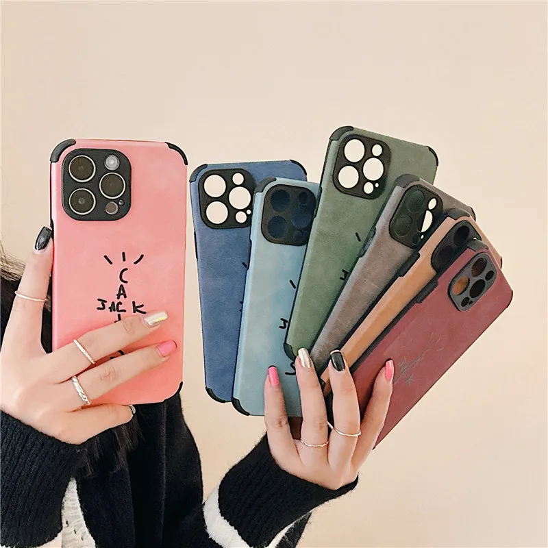 Luxury Turn fur Travis scot  leather Silicone border case for iphone 16 Pro 13 12 11 Pro Max 14 15 Japan street fashion cover