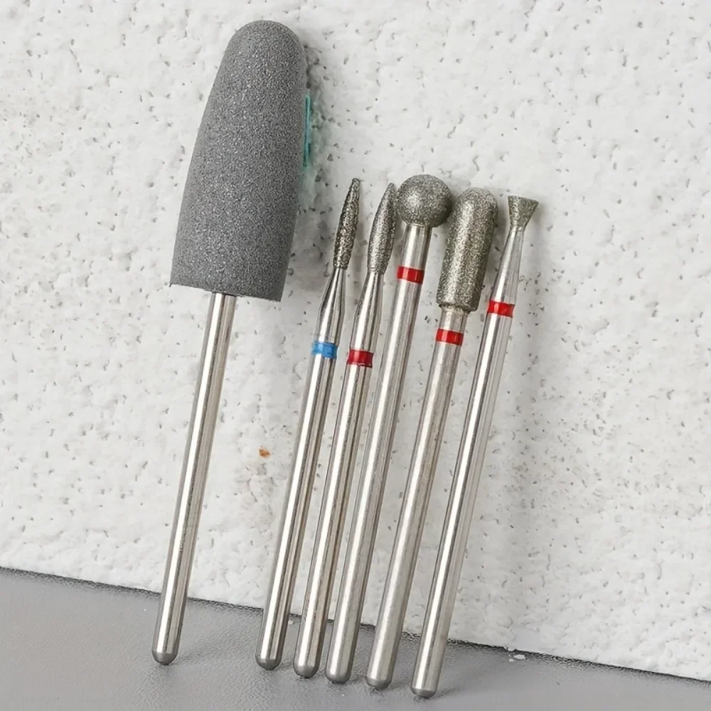 6 stuks diamantzand nagelvijlen boor nagelriem polijstbit nagelslijpkop elektrische manicureset voor het verwijderen van acrylnagels gel