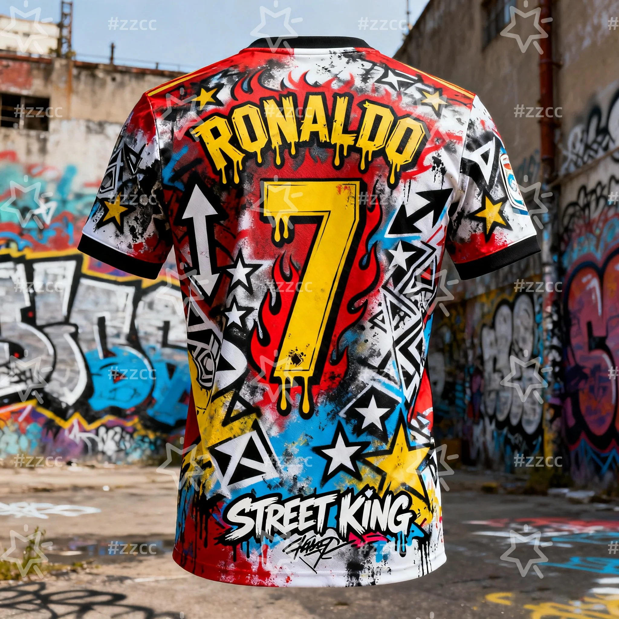 رونالدو جرافيتي جيرسي كرة القدم جيرسي رقم. 7 ثلاثية الأبعاد الطباعة الخريف الرياضة الجافة بسرعة تي شيرت رجالي ملابس الأطفال المحملة Y2k امرأة #5