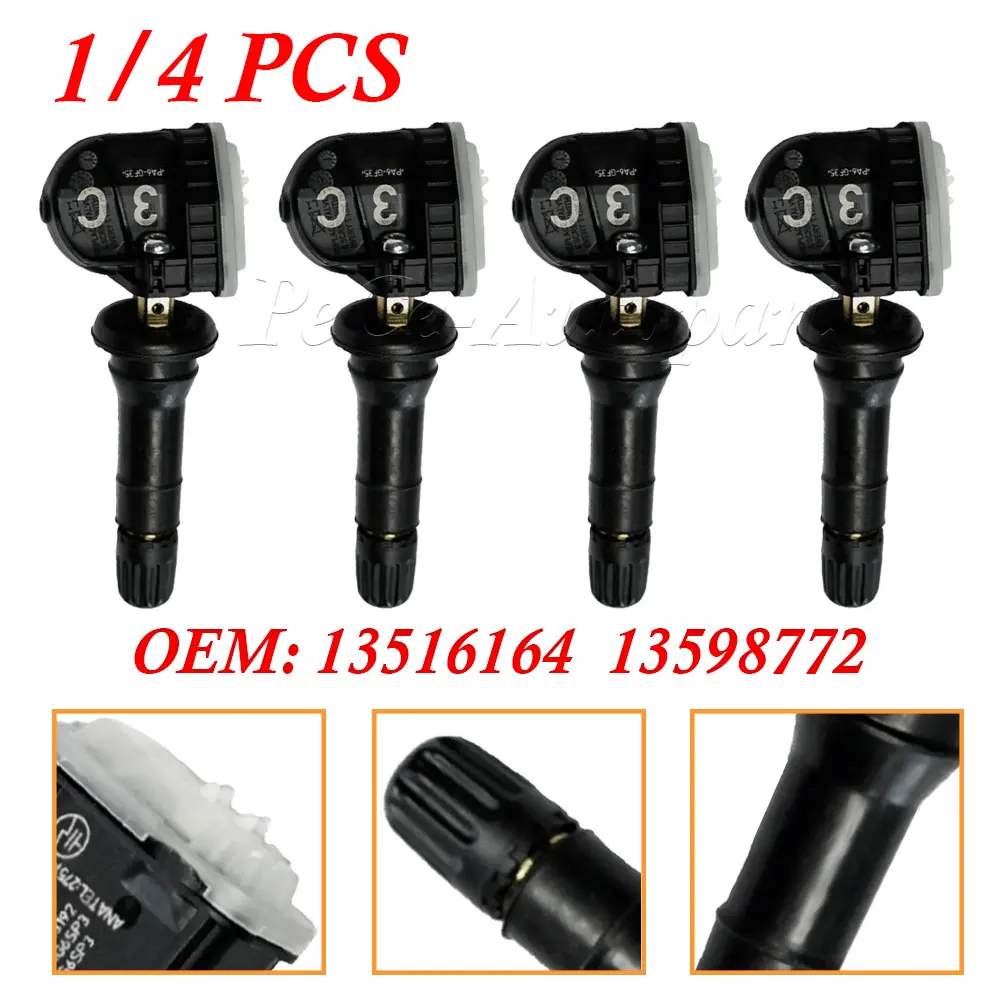 13516164 1/4PCS TPMS Tire Pressure Sensor For Chevrolet Equinox Malibu Silverado Spark GMC Sierra Terrain 23445327 315MHz