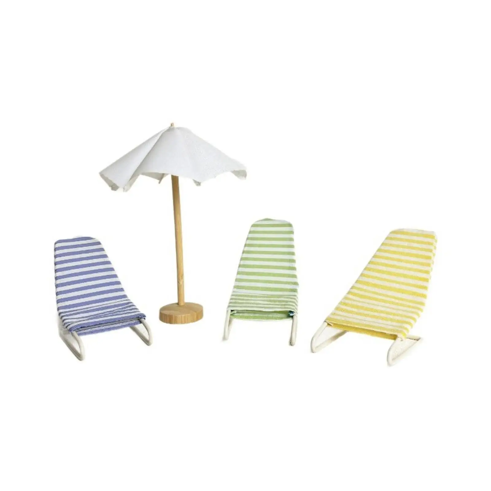 

3 Pieces 1/12 Dollhouse Beach Chair and Umbrella, Miniature Furniture, Doll