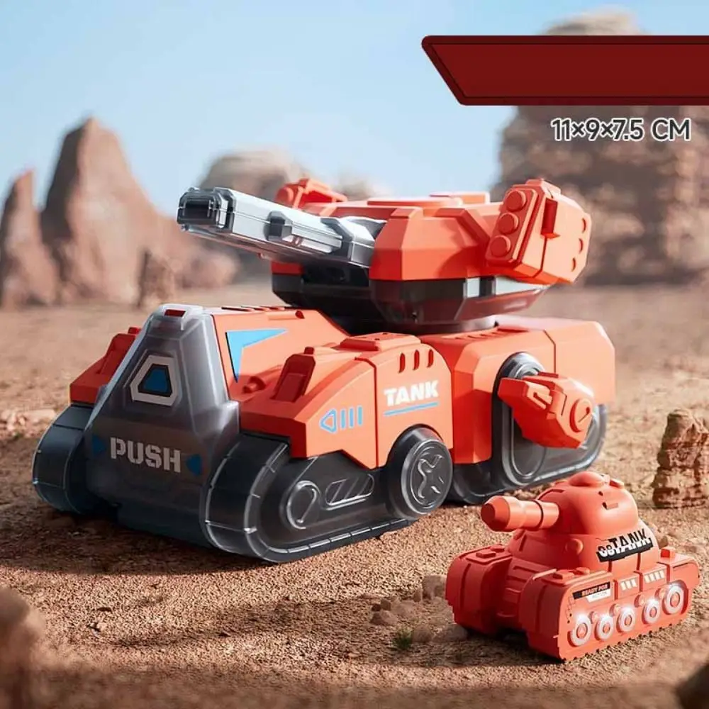 

Rotatable Clockwork Tank Car Model Mother Child Tank Education Tank Inertia Car Model Cartoon Simulation Tank Wind-up Toy