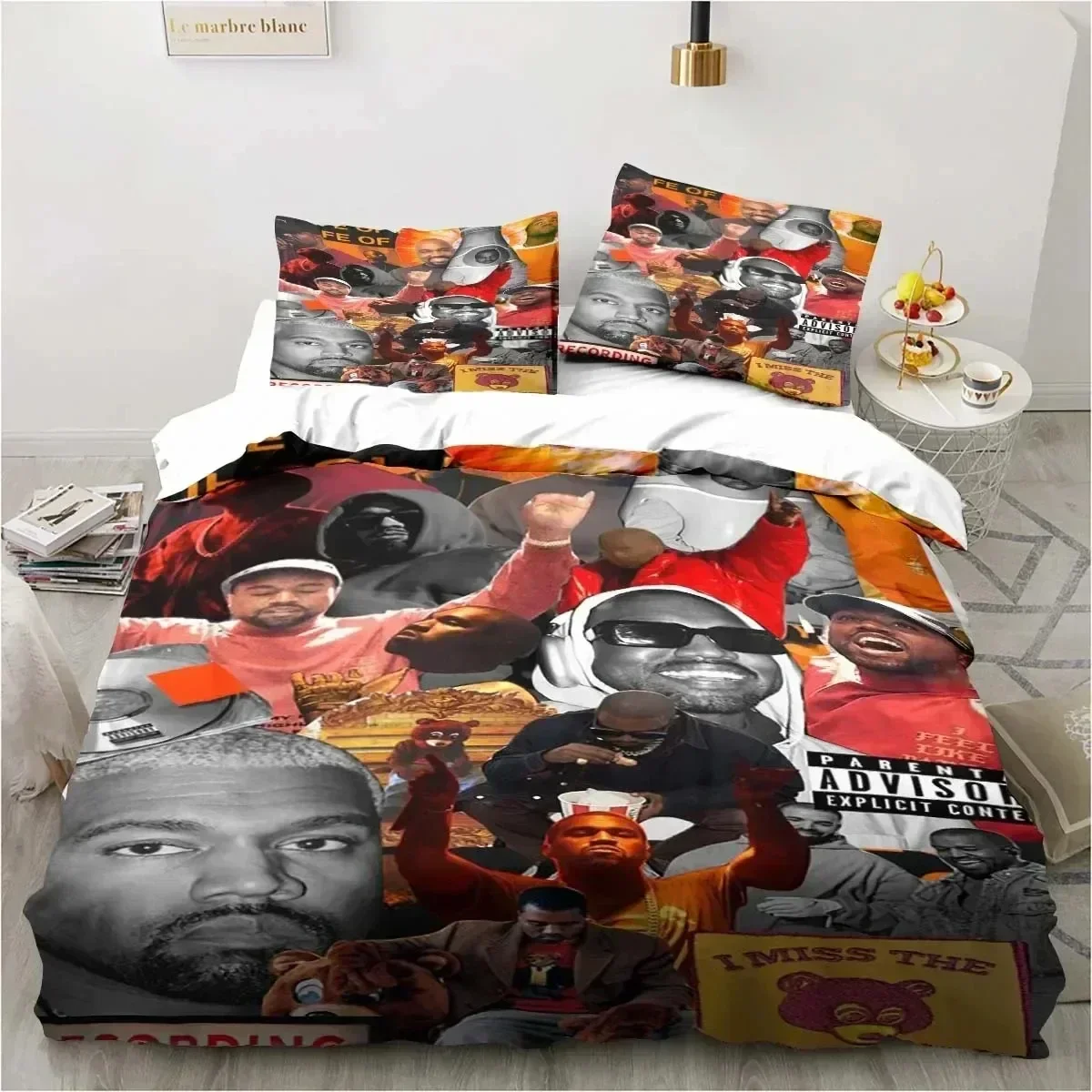 2026 Rapper Kanye West Bedding Set Duvet Cover Bed Set Quilt Cover Pillowcase Comforter King Queen Size Boys Adult Bedding Set