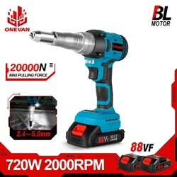 ONEVAN 720W 20000N Bürstenlose Elektrische Niet Pistole Cordless Niet Mutter Pistole Power Display Auto Nieten Werkzeug Für Makita 18V Batterie