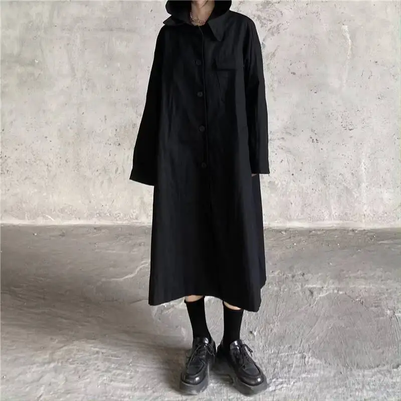 Ladies Long Trench Coat Spring And Autumn New Style Work Clothes Hip Hop Street Casual Loose Hooded Large Size Trench Coat