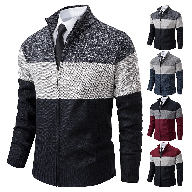 Maglione cardigan da uomo autunno e inverno nuovo cappotto maglione tendenza maglione stand-up