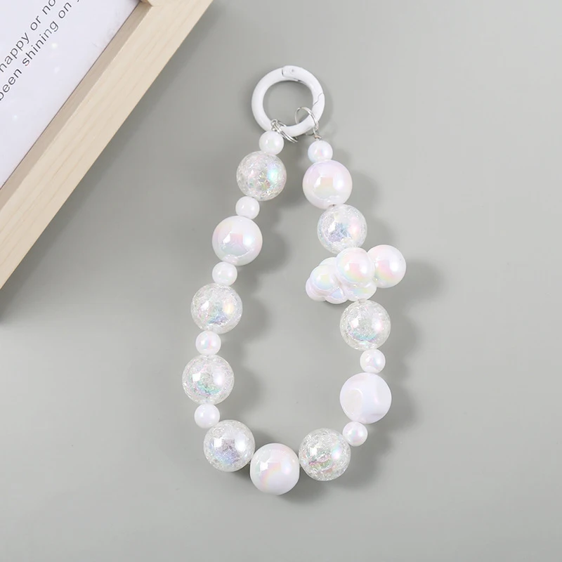 New Pearl Bow Phone Chain Mobile Phone Lanyard Keychain Beaded Pendant Lanyard Anti-Lost Wrist Strap DIY Phone Case Accessories