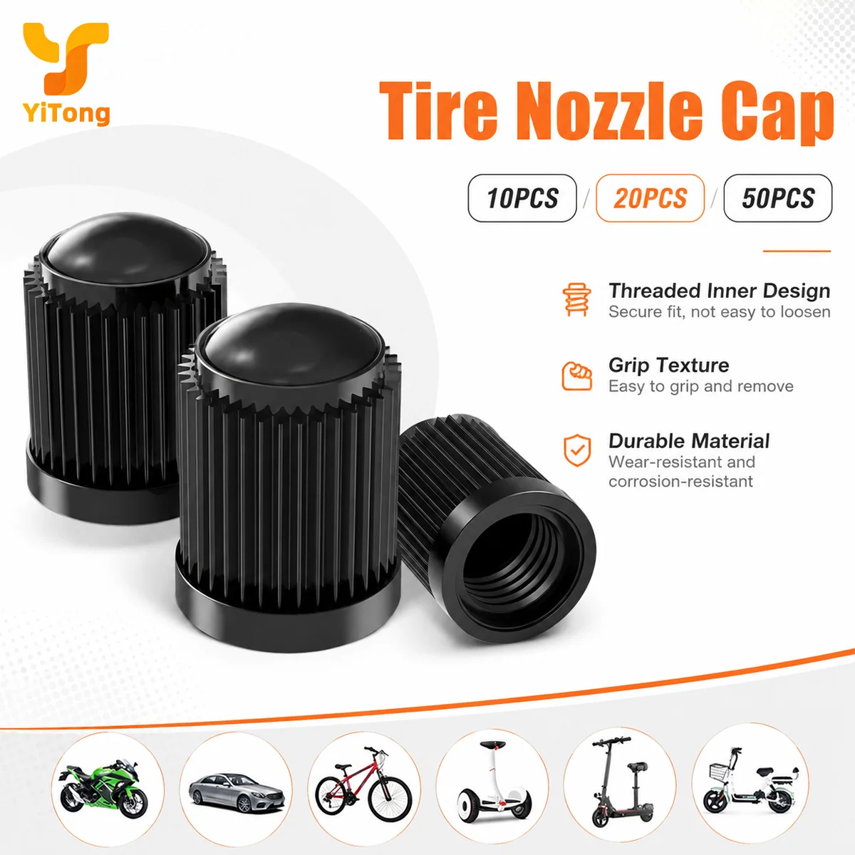 Yitong Tire Valve Caps Set Universal Alloy Valve Stem Covers Anti Dust Car Accessories For Wheels Trucks SUV Motorcycles