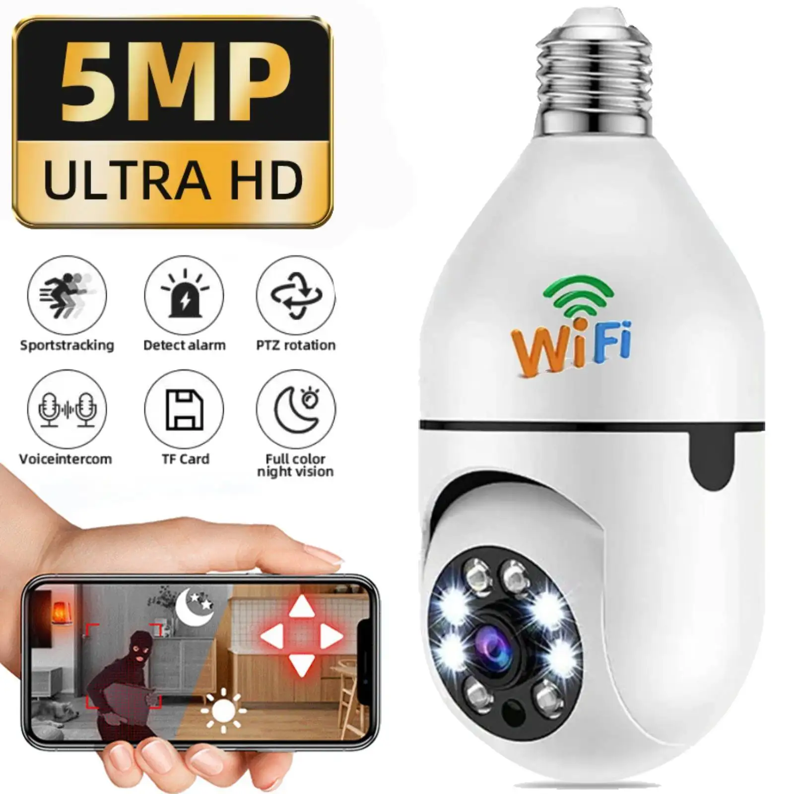 camera de vigilancia sem fio smart tracking camera visao noturna wifi monitor de bebe audio bidirecional zoom 4x lampada hd e27 5mp 01