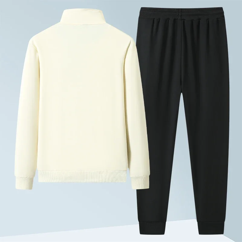 Casual Athletic Sweater Trouser Long Sleeve Sweatsuits Suit Men Sport Cardigan Stand Collar Sweatshirts Pant Sweatpants 2Pcs Set