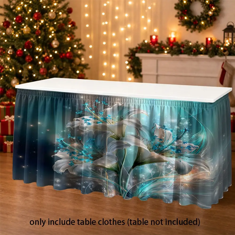 2D multi-functional tablecloth, a highly popular keyword, abstract blue floral artistic print