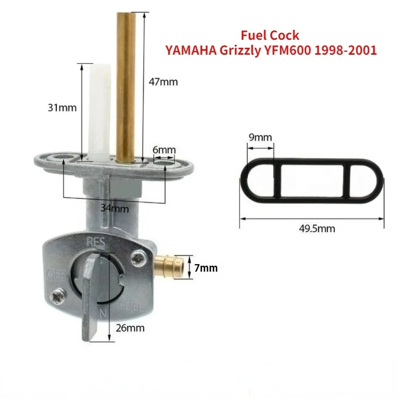 Petcock Vacuum YFM600 Fuel Faucet Tap Valve Assy For YAMAHA Grizzly 600 YFM 600 98-01 Fuel oil valve switch Fuel Cock Gas Tank