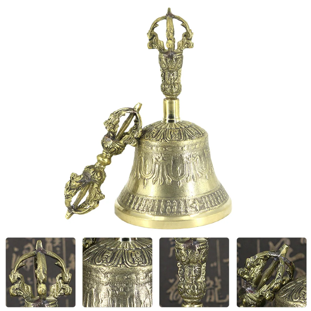 

Buddhism Bell Vajra Decorative with Pestle Manual Hand Baby Handmade Detachable Handle