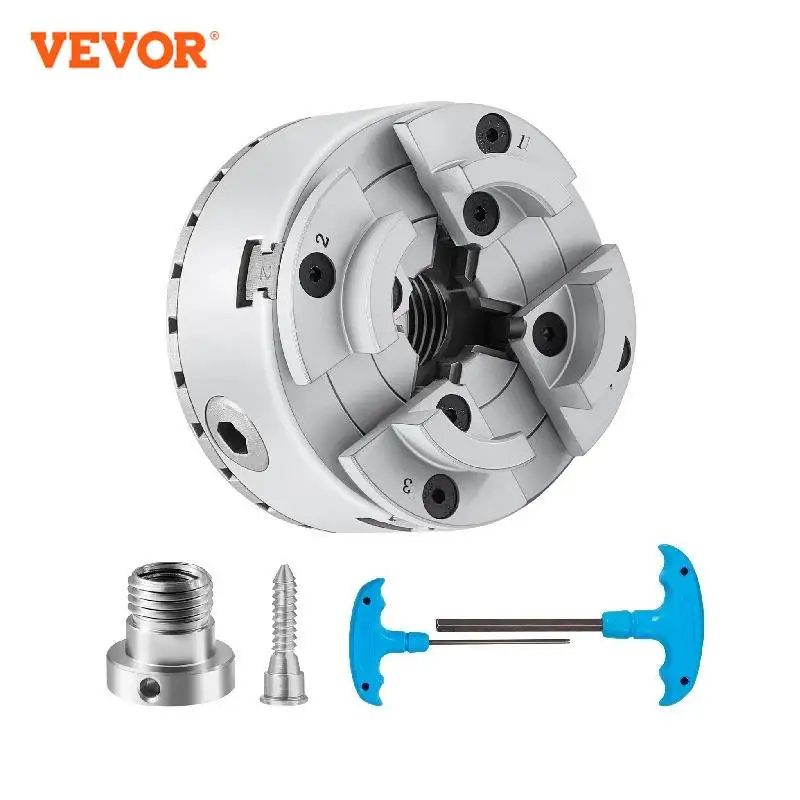 

VEVOR Metal Lathe Chuck 4-Jaw 2.75" or 3.75" Diameter Turning Machine Accessories Self-centering Tool for Precision Machining