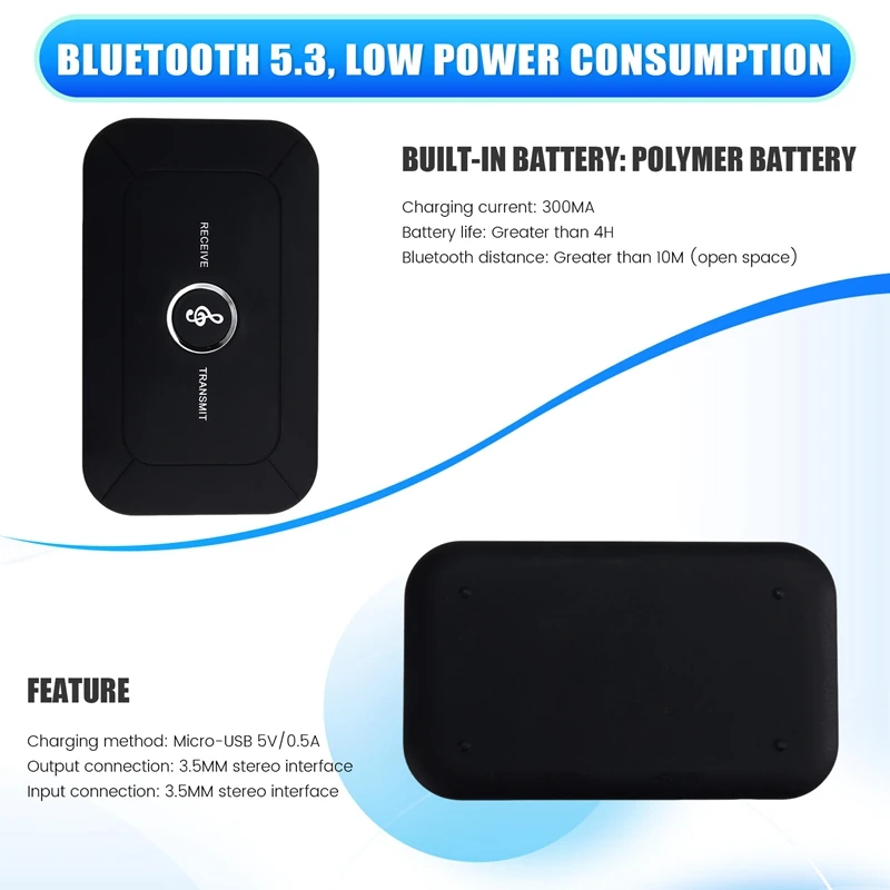بلوتوث 5.3 استقبال الصوت ستيريو 3.5 مللي متر AUX جاك USB دونغل الموسيقى محول لاسلكي لسيارة PC TV سماعة