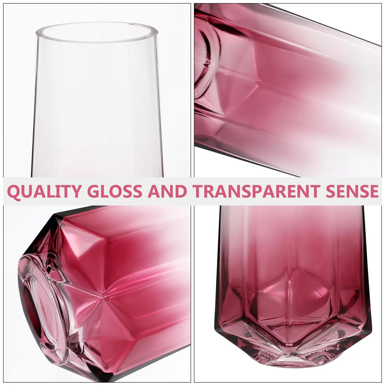 

1Pcs Gradient Flower Vase Thick Glass Hand Blown Round Mouth for Home Kitchen Office Desktop Floral Decor Ornament