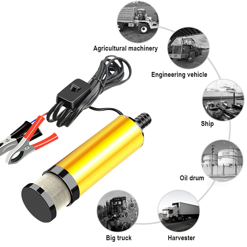 12V24V DC Diesel Fuel Water Oil Car Camping Fishing Submersible Transfer Pump