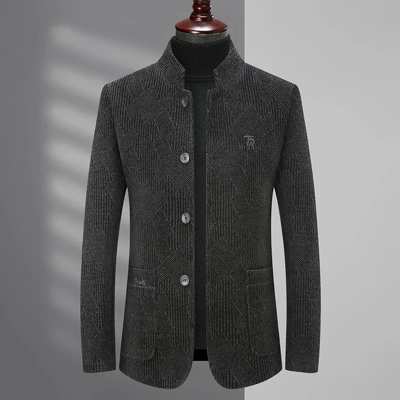 

2023 Autumn and Winter Woolen Coat Men's Fashion Slim Wool Wool Autumn and Winter Middle-aged Men's Business Leisure Woolen Coat
