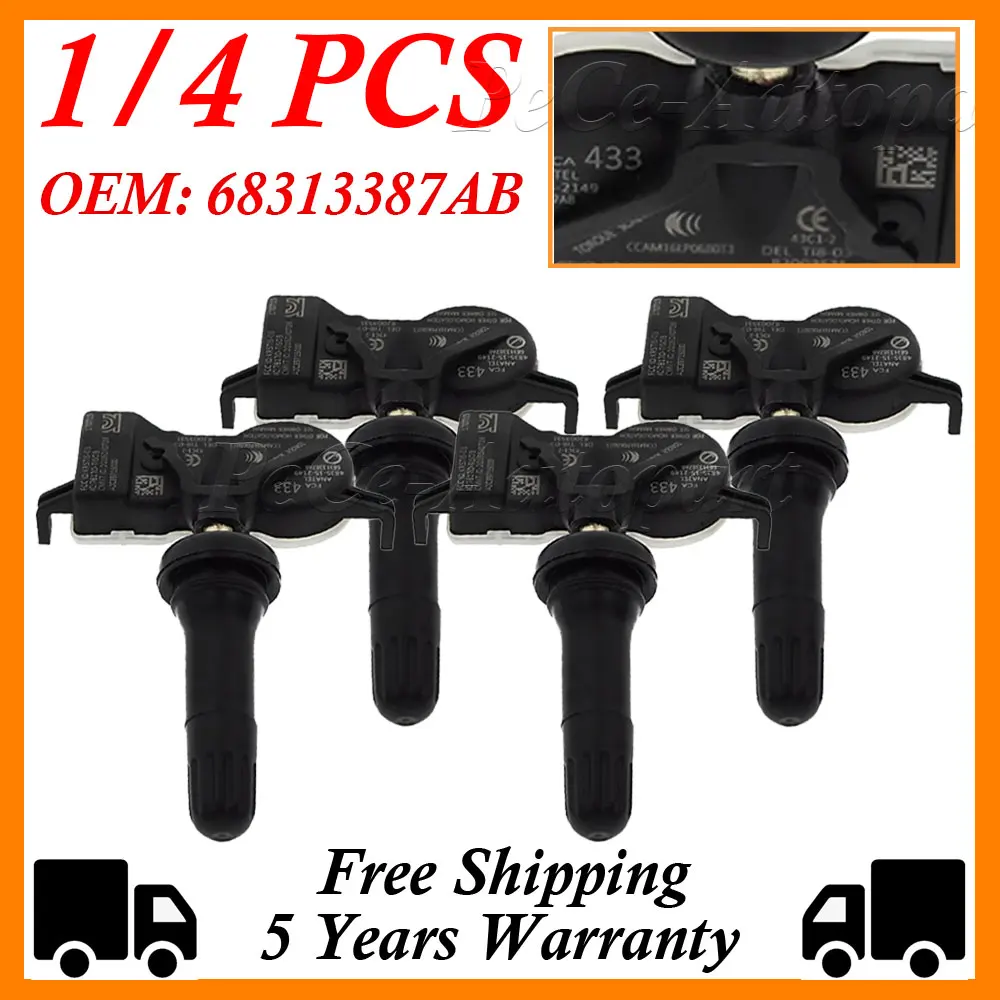 1/4PCS TPMS Tire Pressure Sens nozzle OEM 68252493AB 68193586AB 68313387AB 68105280AF for Cchrysler Pacifica 200 Ddodge