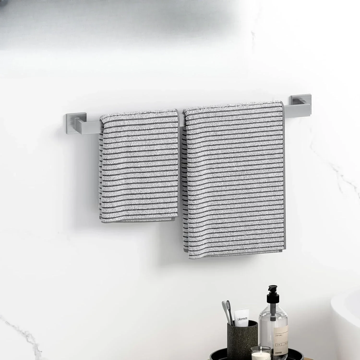 

[XMSJ]20-Pieces Brushed Nickel Bathroom Accessories Set, 23.6 Inch Bath Towel Bar Set, Stainless Steel Bathroom Hardware Set