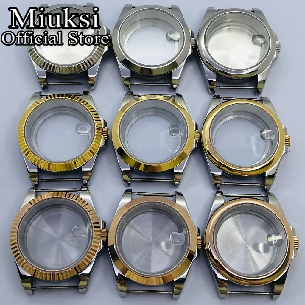 Miuksi 36mm/40mm silver gold black watch case sapphire glass fit NH35 NH36 NH34 ETA2824 PT5000 movement