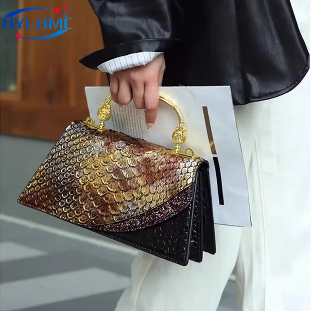Marka modowa torebki damskie z prawdziwej skóry 2024 nowy wzór krokodyla torba na ramię Crossbody Lady Party Messenger torby Shell
