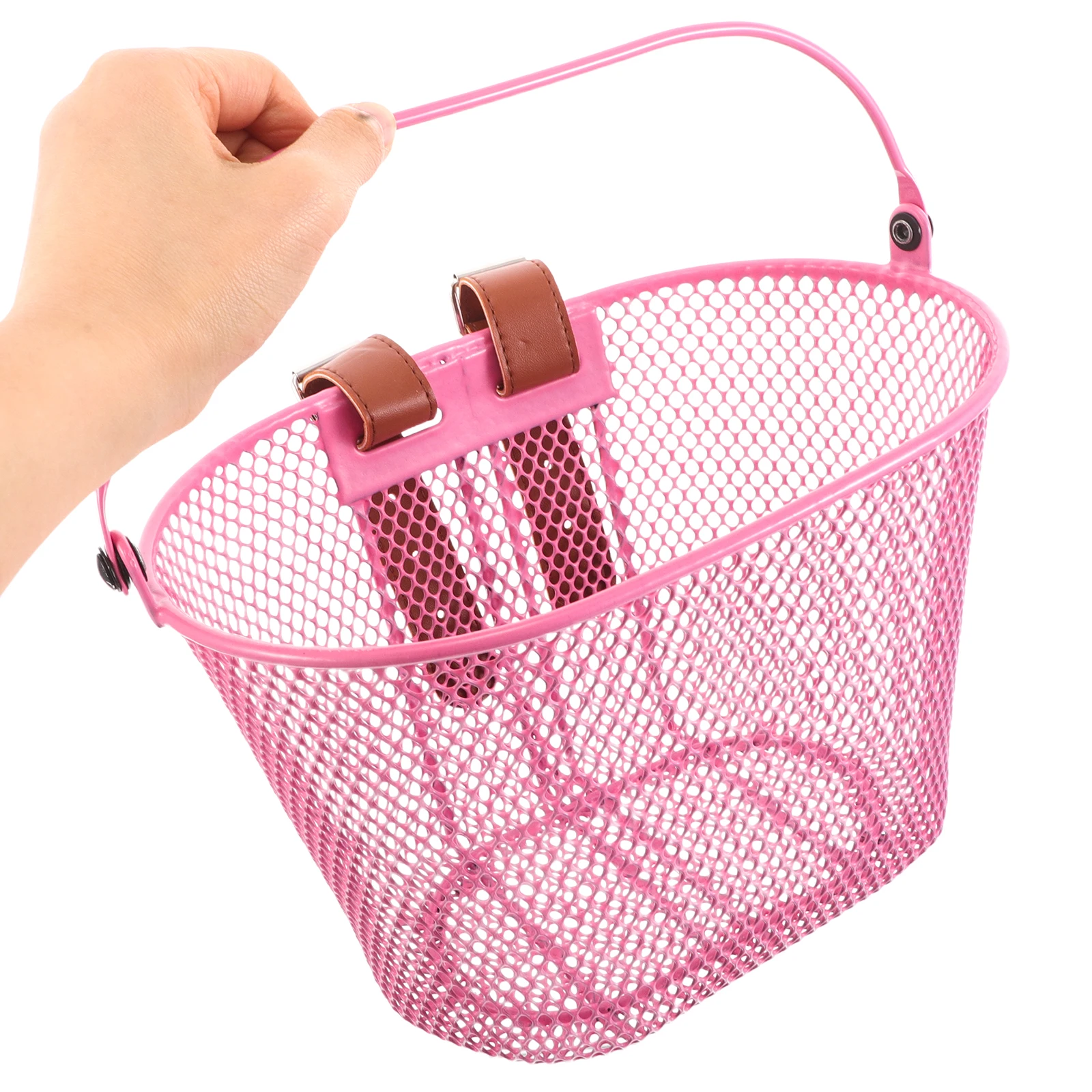 

1PC Bicycle Metal Front Handlebar Kids Toddler Bike Basket Pink Toddler Girls Cargo Rack Sturdy Bikes Accessories