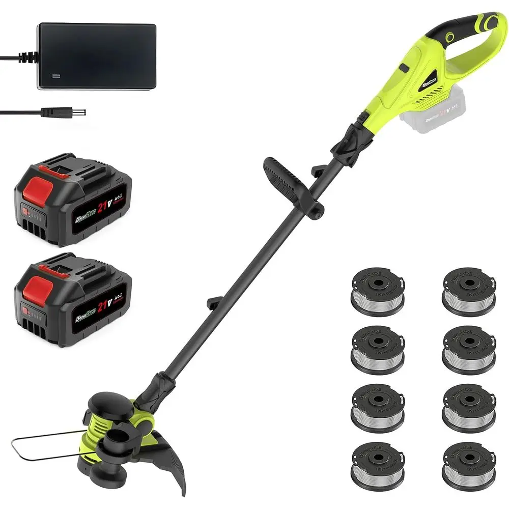 

20V CordlString Trimmer, 2x4Ah Grass Trimmer&Edger with 8 Replacement Spools, Battery Powered Weed Trimmer with Auto Line eed or