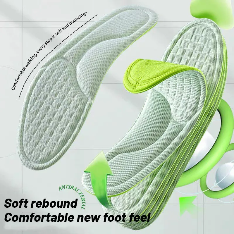 Sports Insoles for Shoes 5D Massage Soft Deodorant Breathable Shock Absorbant Cushion Running Insoles For Feet Men Women