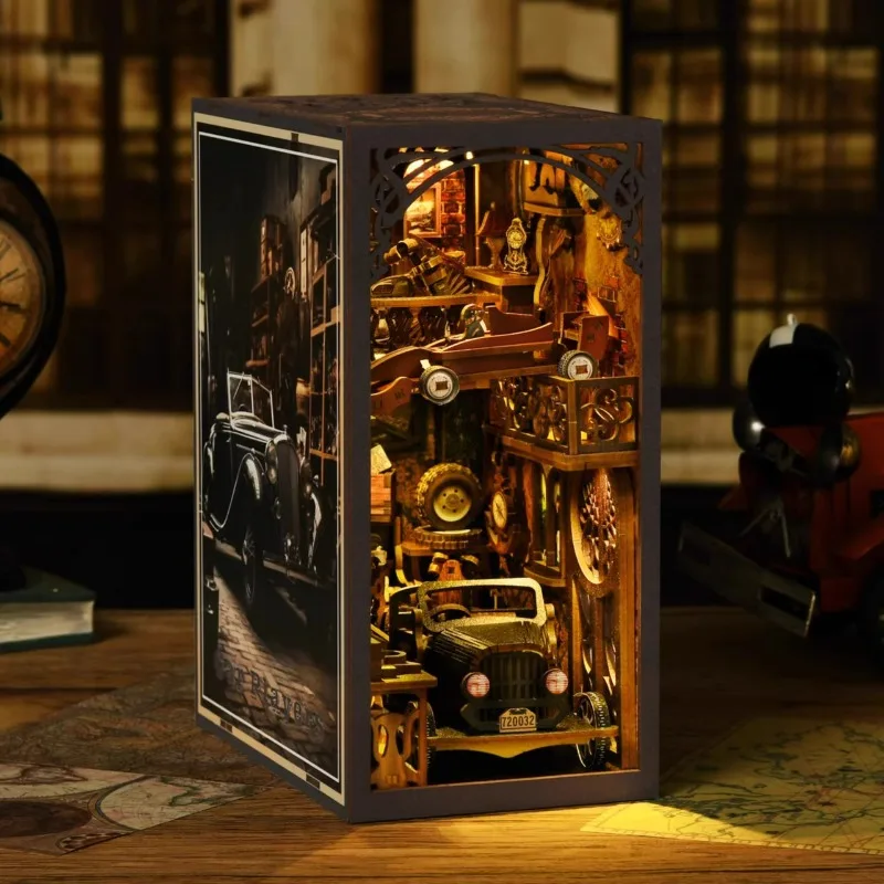 DIY Auto Museum Boek Nook Kit - Miniatuur Automodel 3D Puzzel Houten Assemblage Bouwstenen Speelgoed Cadeau