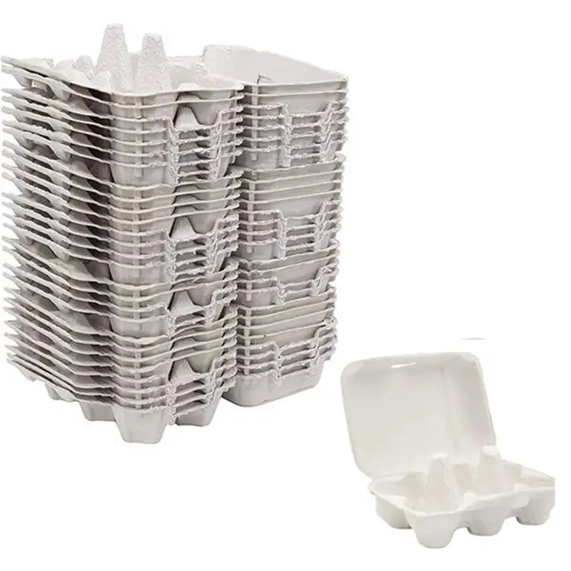 

KSOL 40 Pieces Paper Egg Cartons for Chicken Eggs Pulp Fiber Holder Bulk Holds 6 Count Eggs Farm Market Travel