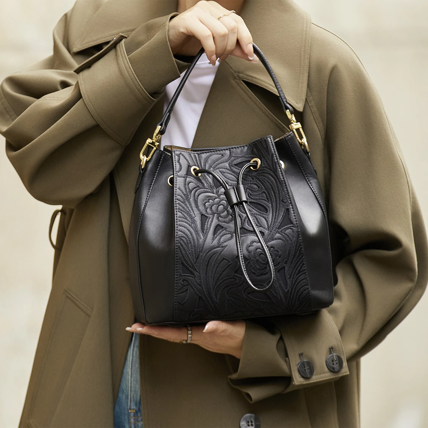 ZOOLER NEW Embroidery Luxurious Women Leather Shoulder Bags Backpacks Buckets Purses Women Style Fashion Bags#YH688
