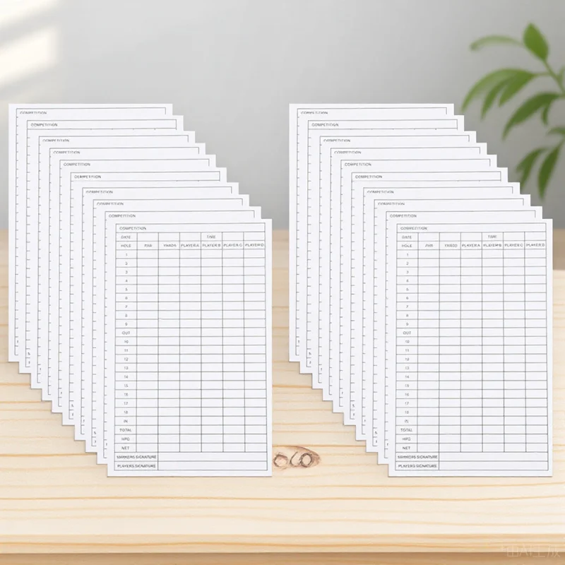 20 قطعة من أوراق نتائج الجولف الورقية المطلية بالنحاس قابلة للطي ومحمولة بطاقة أداء ممتازة لتسجيل نقاط الجولف وبطاقة النتائج الرياضية
