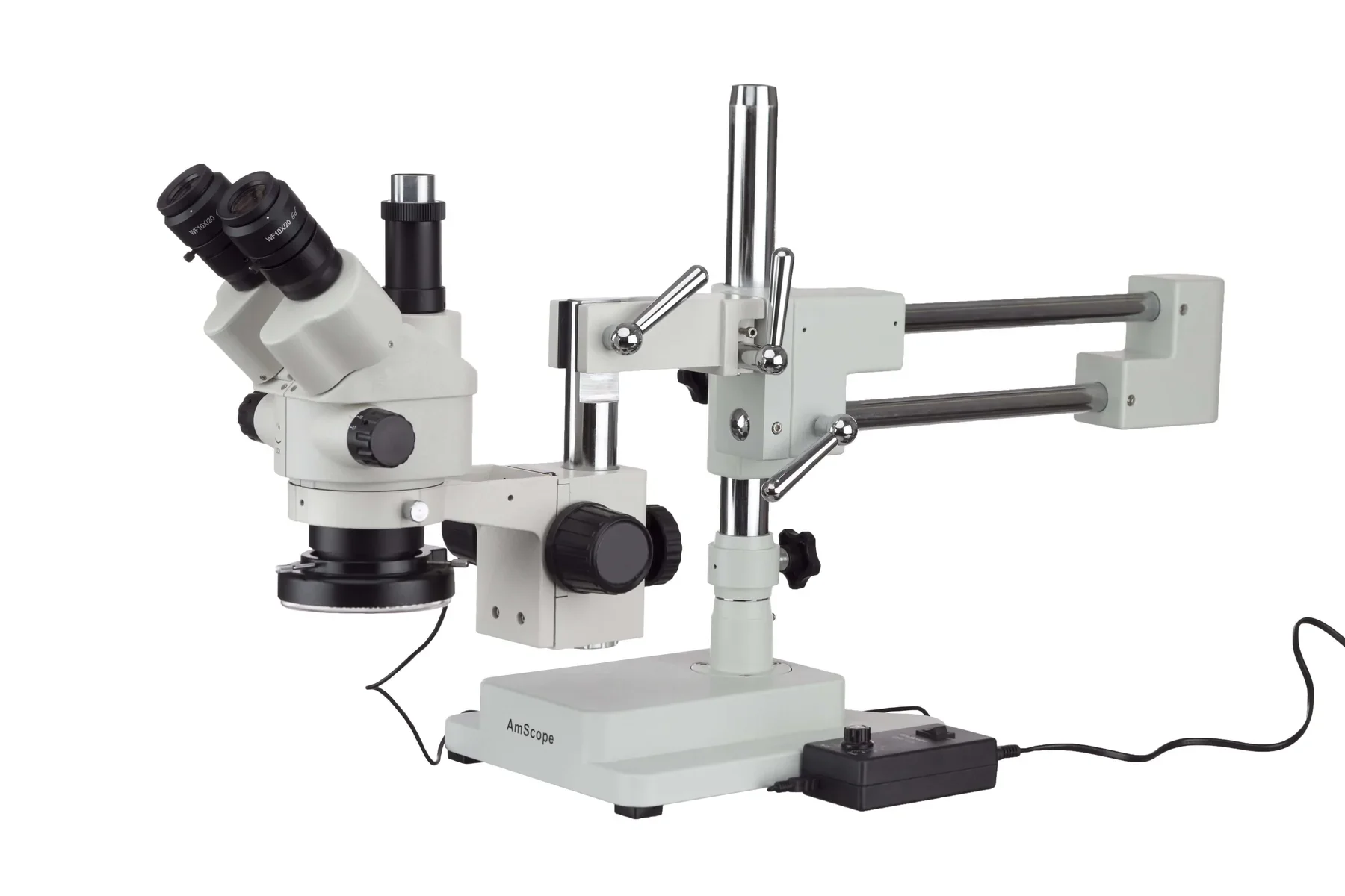 AmScope 3.5X-90X Simul-Focal Stereo Zoom Microscope on Boom Stand with an LED Ring Light--Or Ship from Moscow
