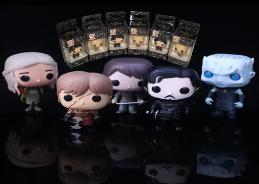 FUNKO pop película TV juego de Jon Snow Daenerys Davos Ghost Night King tronos Tylion Drogon llavero figura modelo juguetes coleccionables