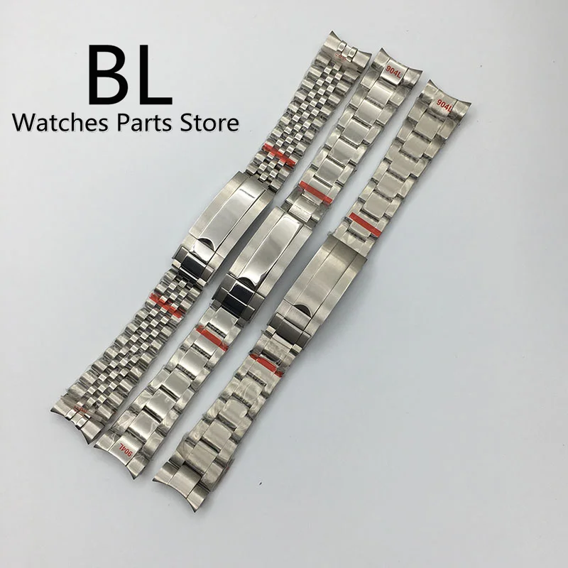 

BLIGER 20mm Sterile Silver Watch Band Solid Stainless Steel Glide Lock Men's Watch Strap Folding Buckle Fits 36mm 40mm 41mm case