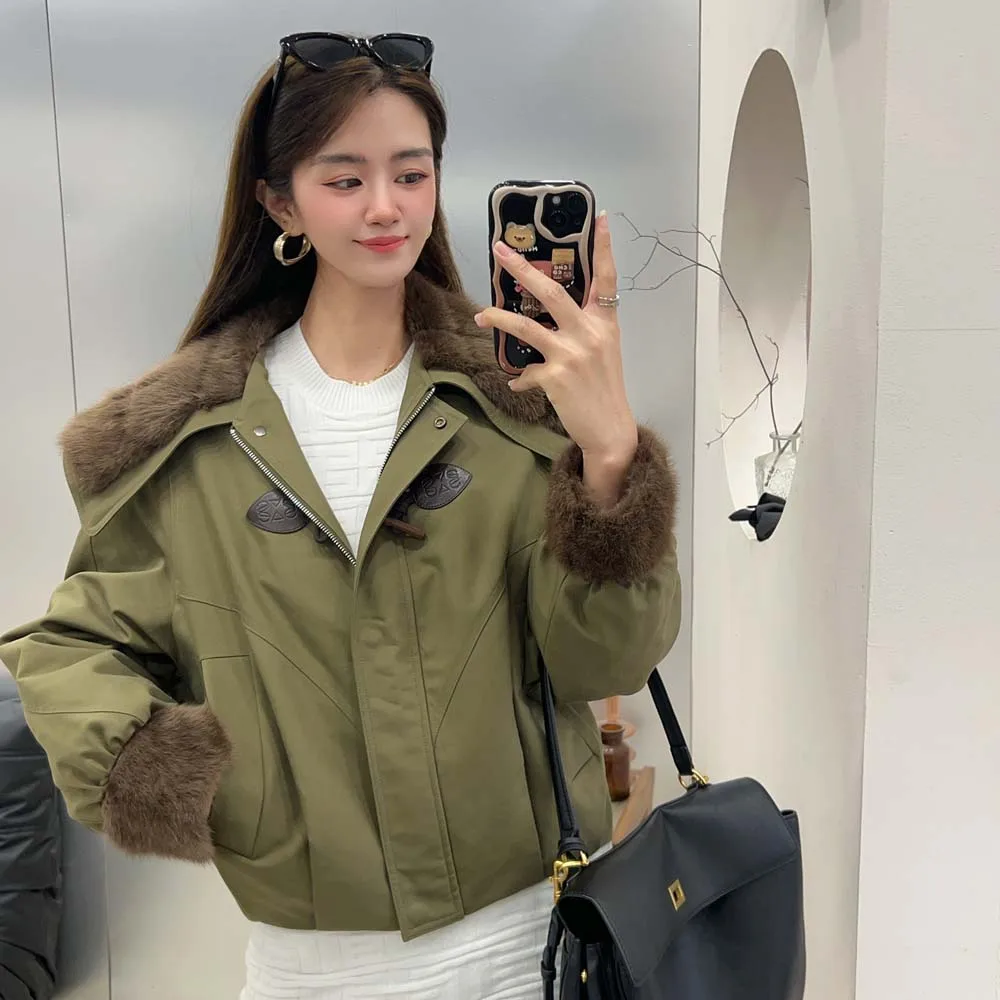 

2025 hot sale Women Winter Warm Outerwear Jackets Korean Goose down inner liner parka jacket