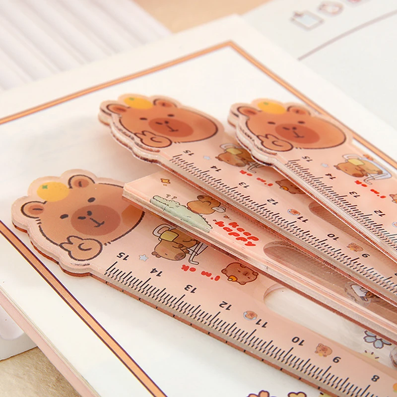 Cartoon Capybara Acrylic Ruler Creative Drawing Painting Tool Bookmark Reward Stationery Student Gift School Supplies