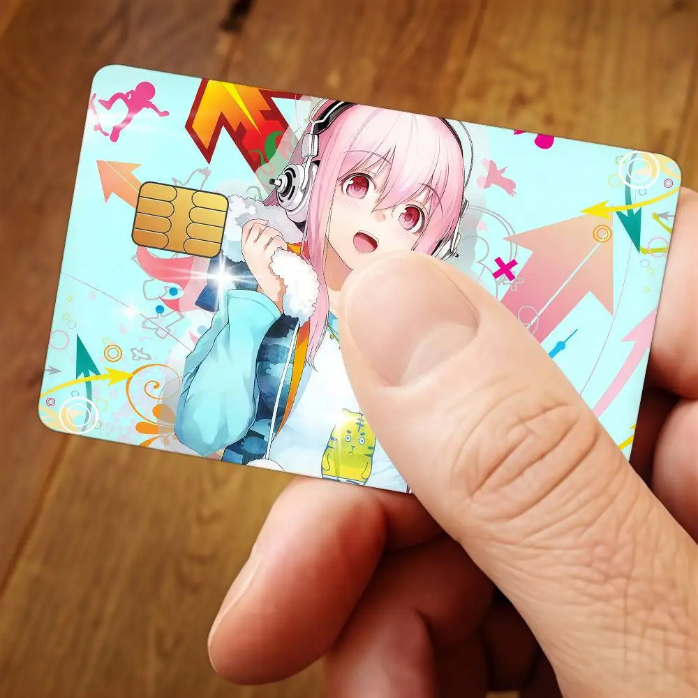 Cute Super Sonico Credit Card Public Transportation Cards Protective Sticker Waterproof Card Face Decoration 4PCS