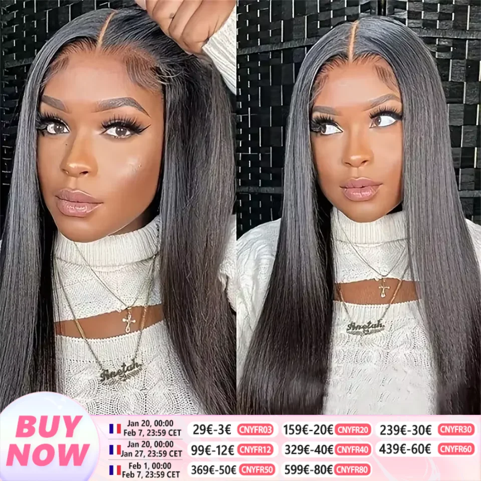 Wear And Go 6x4 Glueless Pre plucked Human Hair Wigs Ready To Go Brazilian Straight 5x5 Human Hair Wigs For Women Natural Color